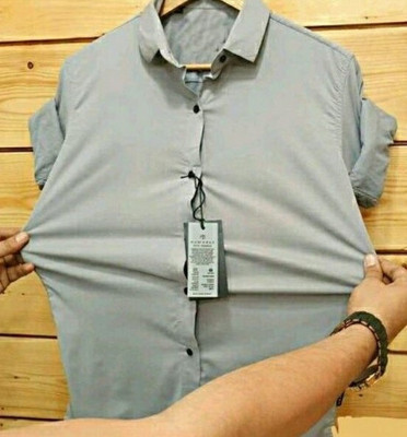 StellLIFESTYLE Trend Men Solid Casual Grey Shirt