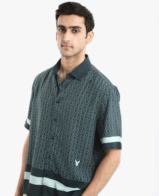 RARE RABBIT Men Printed Casual Green Shirt