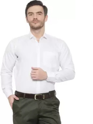 THREADDZILLAA Men Solid Formal White Shirt