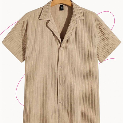 Nita creation Men Solid Formal Beige Shirt