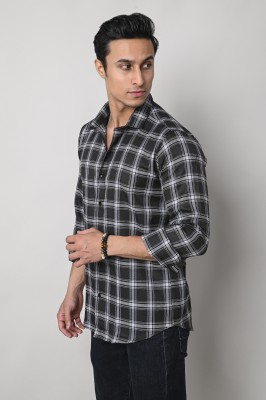 Tanip Men Checkered Casual Black Shirt