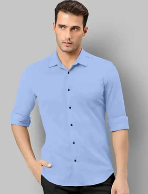 Neviq Fabs Men Solid Casual Light Blue Shirt