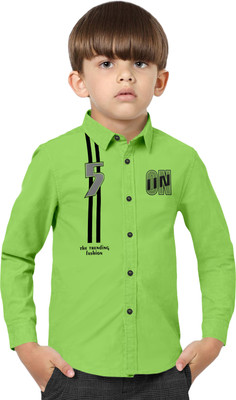 VIVESCO Boys Printed Casual Green, Black, Grey Shirt