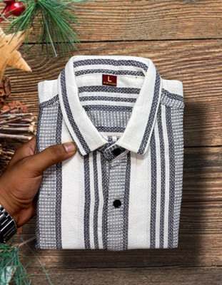 PF PROBIZ FASHION Men Self Design Casual White Shirt