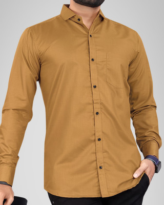 NIVICK Men Solid Casual Khaki Shirt