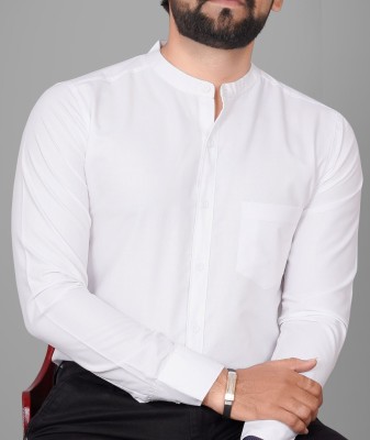 Voroxy Men Solid Casual White Shirt