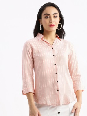 Showoff Women Striped Casual Pink Shirt