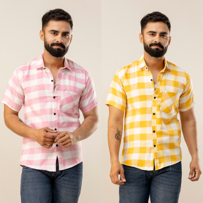 METRONAUT Men Checkered Casual Multicolor Shirt(Pack of 2)