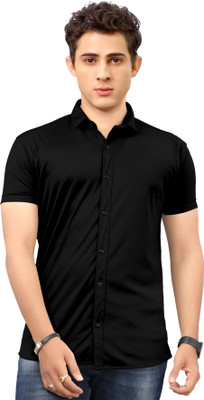 U AND K Men Solid Casual Black Shirt