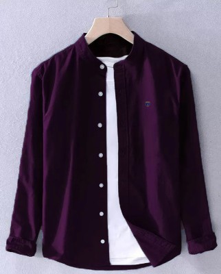 FUBAR Men Solid Casual Purple Shirt