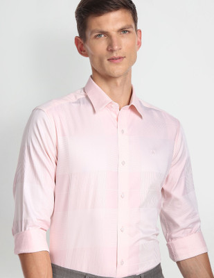 Arrow Newyork Men Checkered Formal Pink Shirt