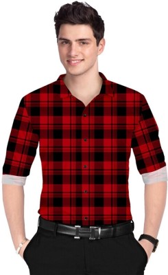 HASINI Fashion Men Printed Casual Red Shirt