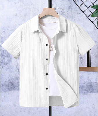 PRAANVI ENTERPRISE Boys Self Design Casual Pink Shirt