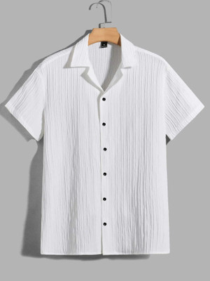 Qlonz Store Men Solid Casual White Shirt