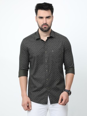 Classic Polo Men Printed Casual Dark Green Shirt