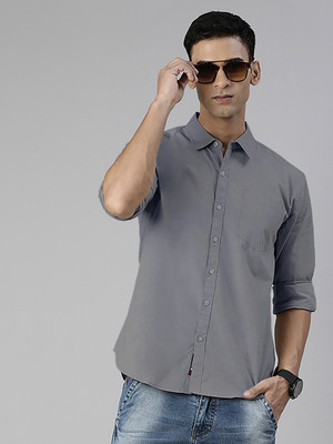 METRONAUT Men Solid Casual Grey Shirt