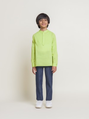 the tribe kids Boys Solid Casual Green Shirt