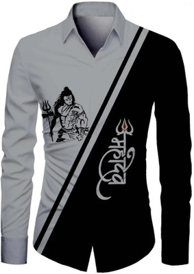 AviraEnterprise Men Printed Casual Black, Grey Shirt