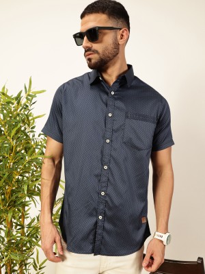 THOMAS SCOTT Men Printed Casual Dark Blue Shirt