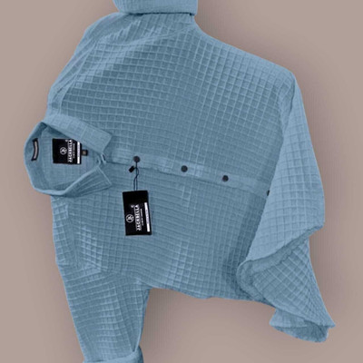SHIV FASHION Men Self Design Casual Blue Shirt