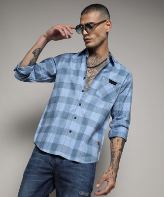 CAMPUS SUTRA Men Checkered Casual Blue Shirt