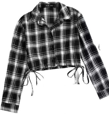 ElegantFashion Women Checkered Casual Black Shirt