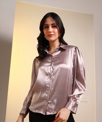 METRONAUT Women Solid Casual Purple Shirt