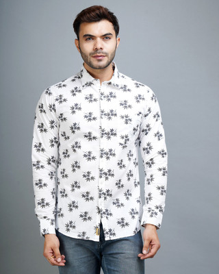 Apuesto Men Printed Casual White Shirt