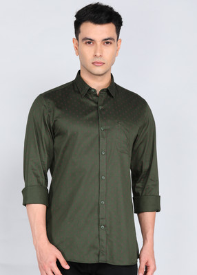 PETER ENGLAND Men Printed Formal Green Shirt