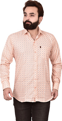 Elanpro Men Printed Casual Orange Shirt
