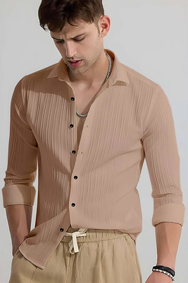 COMBRAIDED Men Solid Formal Yellow Shirt