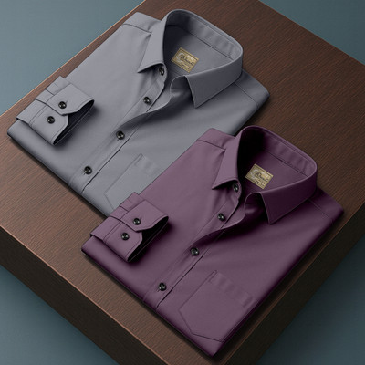 Khushi Creation Men Solid Casual Grey Shirt(Pack of 2)