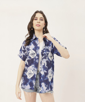 moomaya Women Dyed/Ombre Casual Blue Shirt