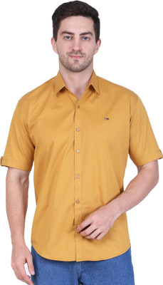 FD INDIA Men Solid Casual Orange Shirt