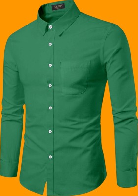 MILDIN Men Solid Casual Green Shirt