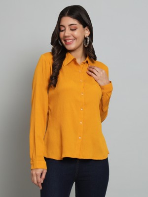 FUNDAY FASHION Women Solid Casual Yellow Shirt