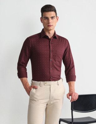 ARROW Men Printed Formal Red Shirt
