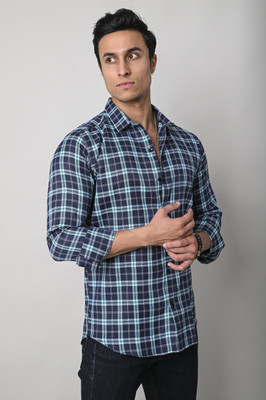 Tanip Men Checkered Casual Green Shirt