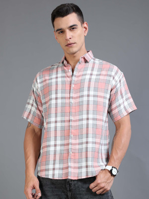 Kolor Fusion Men Self Design Casual Orange, White Shirt