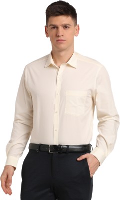 TURTLE Men Solid Formal Cream Shirt