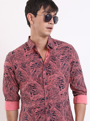 KETCH Men Printed Casual Pink, Dark Blue Shirt
