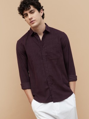 BOSSINI Men Striped Casual Purple Shirt