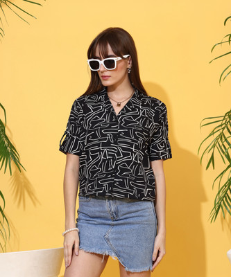 Honky Tonky Women Printed Casual Black Shirt
