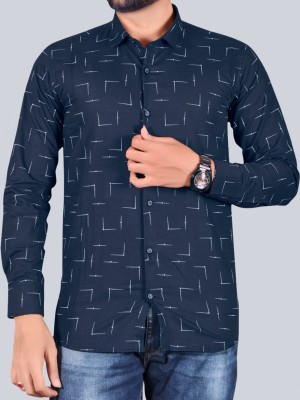 allan peter Men Printed Casual Dark Blue, Light Blue Shirt