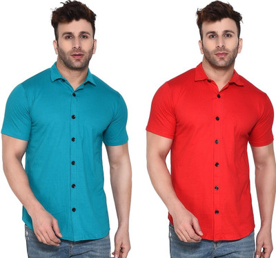 GEUM Men Solid Formal Multicolor Shirt(Pack of 2)
