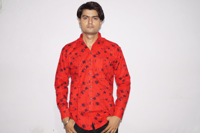 VI Unique Men Printed Casual Red Shirt
