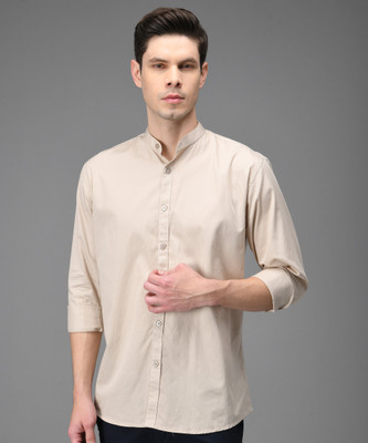 Kibit Men Solid Casual Beige Shirt