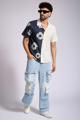 FUGAZEE Men Self Design Casual Blue Shirt