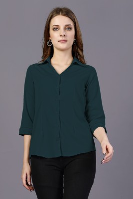 Availmart Women Solid Formal Dark Green Shirt