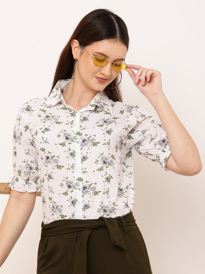 RADHIKACREATION Women Printed Casual White Shirt